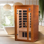 DYNAMIC SAUNAS Barcelona 1- to 2-Person Low EMF FAR Infrared Sauna with Red Light Therapy & Bluetooth Speakers | Personal Indoor Dry Heat Sauna for Home & Gym – Made from Canadian Hemlock