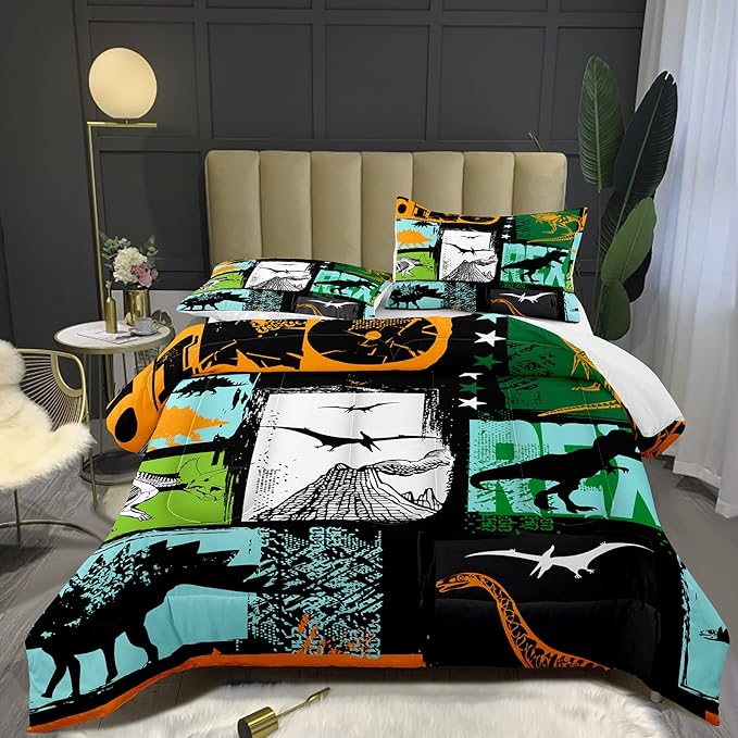 Bodhi Dinosaur 4018 Microfiber Polyester Bedding Set, Twin, 2 Pieces