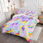 Datura home Unicorn Rainbow Comforter Bedding Set for Girls Kids Children Teens,Sky Glitter Star Colorful Bedding Set with 1 Comforter and 2 Pillowcases(Unicorn3 Queen)