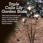 Happy Gardens Calla Lily Garden Stake with Bells | Bronze Outdoor Lillies Flower Decorations