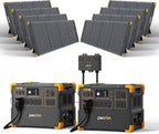 PECRON Two E3600LFP Portable Power Station with 240V Double Voltage Hub, 3072Wh Solar Generator with 8x300W Solar Panels included, 3600W LiFePO7 Battery Backup for Home Use, RV, Camping