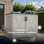 Greesum Outdoor Storage Cabinet, 25 Cu.Ft Deck Box Without Shelves, Waterproof Plastic Storage Bin for Patio Cushions, Gardening Tools, Lockable and Sidehandles, UV Resistant, Beige