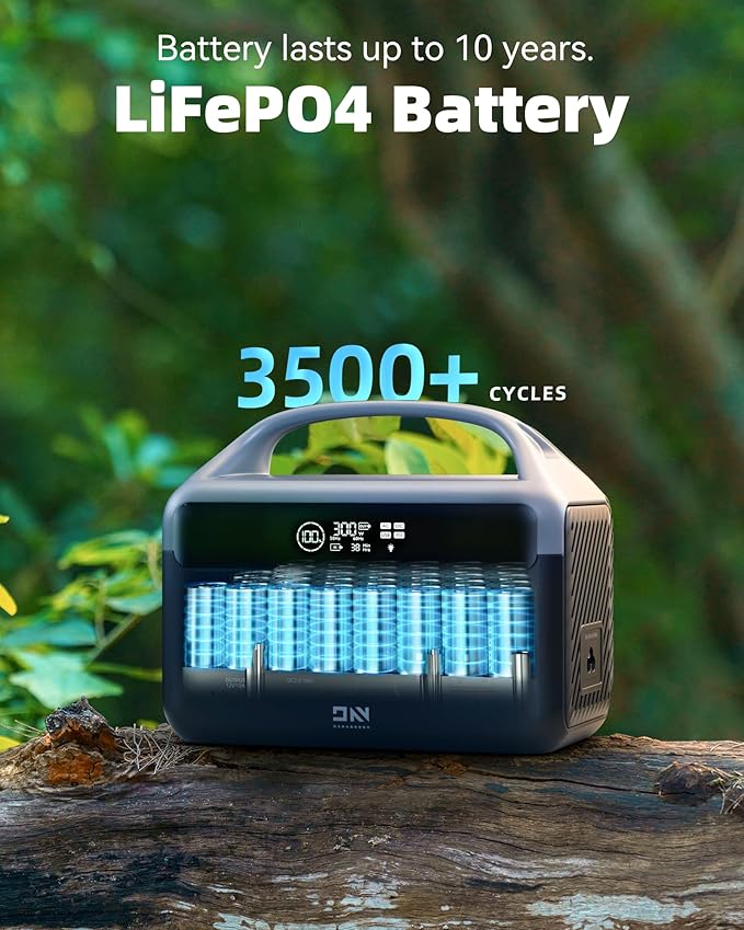 Portable Power Station 56,000mAh with Storage Bag,LiFePO4 Battery 300W(600W Surge) AC Outlets Power Station,1.5Hrs Fast Charging Solar Power Bank Portable Charger for Emergency/Home/Camping Essentials
