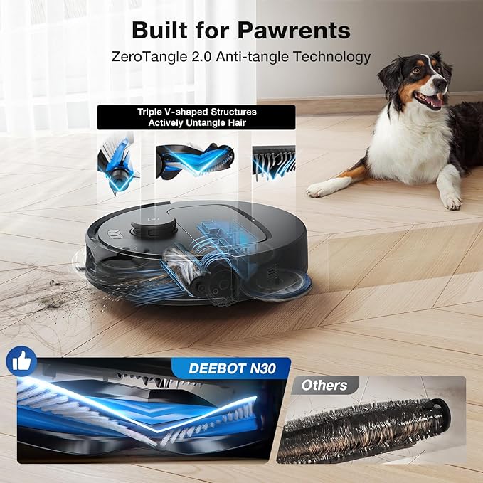 ECOVACS DEEBOT N30 Omni Care Robot Vacuum and Mop, 10000Pa Suction, TruEdge Adaptive Edge Mopping, ZeroTangle 2.0 Technology, Hot Air-Drying, Self-Emptying, Auto-Lift Mopping, Obstacle Avoidance