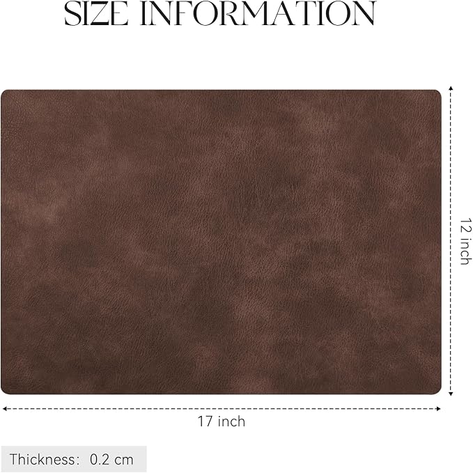 MOSAYT Vinyl Placemats Set of 6-12 X 17 Inch - Faux Leather 100% Waterproof Oil-Proof Wipeable PU Place Mats, Heat Resistant Reversible Table Mats for Kitchen, Dining, Outdoor, Coffee