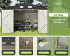 Greesum Metal Outdoor Storage Shed 10FT x 10FT, Steel Utility Tool Shed Storage House with Door & Lock, Metal Sheds Outdoor Storage for Backyard Garden Patio Lawn (10' x 10'), Brown