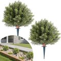VEVOR Artificial Topiary Cypress Trees with Ground Spike, 16 inch 2 Set Faux Shrubs & Bushes Potted Plants, Fake Silk Tree Look Real for Decor Front Porch Outdoor Indoor Patio Garden Balcony Backyard