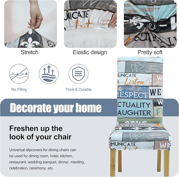 Dining Chair Covers, Stretch Seat Covers, Washable Furniture Protector | 4 Pack, Washable, Stretch Fit, Soft, Non Slip, Dining Chair Covers, Seat Protector, Furniture Cover,Easy Clean