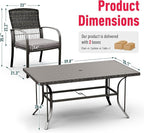 Pamapic Patio Table and Chairs Set, All-Weather Rattan Outdoor Table and Chairs with Removable Waterproof Cushions, Plastic-Wood Patio Dining Set for 6 with Umbrella Hole(Gray)