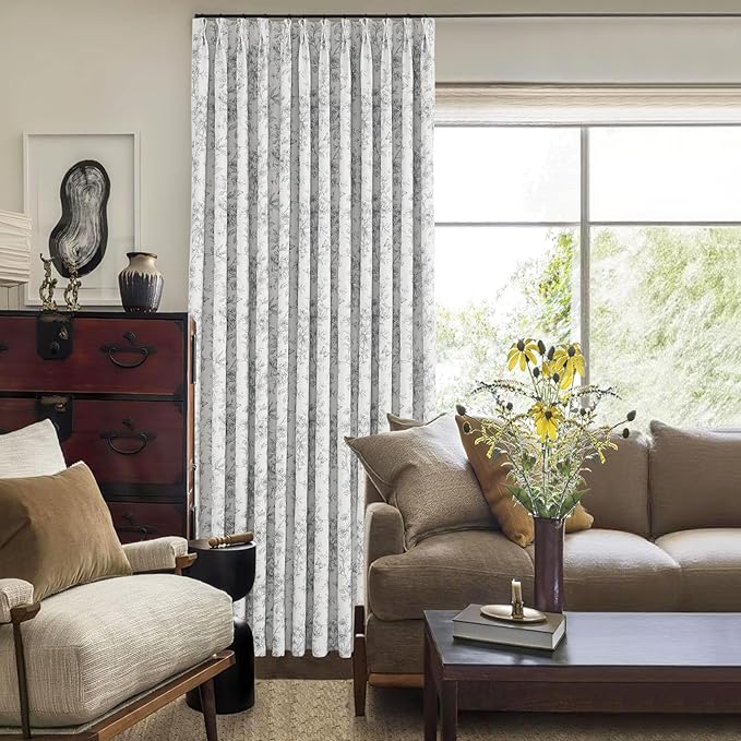 Pinch Pleated Vintage Floral Curtains - Room Darkening Drapes for Bedroom Living Room.2 Panels,40 Inches Wide 102 Inches Long