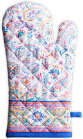 Maison d'Hermine Oven Gloves 100% Cotton Oven Mitt (7" x 13", Pack of 1) | With Loop Heat Resistant BBQ Cooking Gloves Baking Grilling Kitchen Handling Hot Pans Spring Summer - Indian Floral
