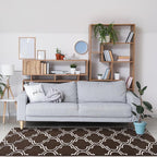 Chicrug Shag Geometric Modern Runner Rug for Bedroom, 2x6 Feet Memory Foam Indoor Hallway Runner Carpet, Fluffy Rug for Living Room Bedside Room Decor for Family, Brown/White