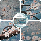 amatop Wall Art for Living Room 100% Hand-Painted Flower Oil Painting On Canvas Gallery Wrapped Large Framed Floral Plum Blossom Tree Teal Blue Artwork for Home Bedroom Decor 48"x24"