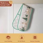 Maison d' Hermine Double Oven Mitts 100% Cotton Double Oven Glove (7"x35") | Heat Resistant BBQ Cooking Gloves with Loop Baking Kitchen Home Hotel Farmhouse Thanksgiving Christmas - Deer In The Woods