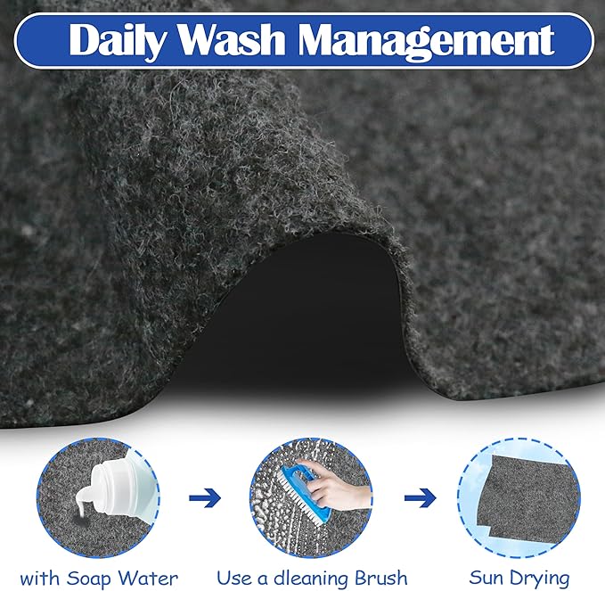Ogrmar 10x10 FT Outdoor Storage Shed Mat, Waterproof, Felt Top & PE Backing, Non-Slip, Easy to Clean & Cut, Gray