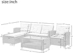 6 Piece Patio Furniture Rattan Outdoor Sectional Conversation Sets, Dining Table Chair with Bench and Cushions for Backyard, Pool, Lawn, O-Beige