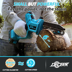 Mini Chainsaw Cordless - DECERK Brushless 6 Inch Electric Chain Saw, Portable Left Handheld Chainsaw Battery Powered for Tree, Branch, Wood, Best Gift Saw Tools for Household & Garden, Men Dad Husband