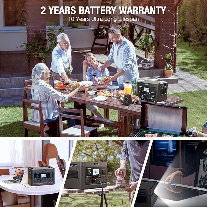 GRECELL Solar Generator 2400W Portable Power Station, 1843Wh UPS Backup LiFePO4 Battery Supply with 11 Outlets(4 2000W AC Outlets,2 PD100W), 2Hrs Quick Charge for Home Emergency RV Trip Van (H2400)