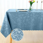 Smiry Rectangle Waterproof Heavy Duty Vinyl Tablecloths, 60 x 140 Inch | Wipeable Washable Floral Embossed Table Cover for Kitchen and Dining Room, Indoor & Outdoor Use, Stone Blue