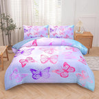 Tailor Shop Butterfly Comforter Sets King Size,Purple Butterfly Bedding Sets for Girls Kids Teens with 2 Pillowcase…