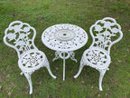 3 Piece Bistro Set,Outdoor Patio Set,Anti-Rust Cast Aluminum Bistro Table Set for Park Yard Front Porch Furniture(White)
