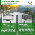 10X8 FT Outdoor Storage Shed, All Weather Metal Sheds with Lockable Doors, Tool Shed for Garden, Patio, Backyard, Lawn, White