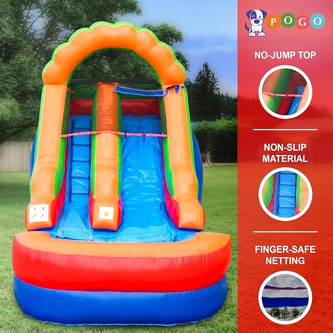 Inflatable Water Slide for Kids & Toddlers with Inflatable Pool, Backyard, Park or Commercial Use, Outdoor Water Play, Includes Blower Stakes, Splash Pool & Storage Bag, Large 21' x 9' x 12'