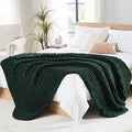 L'AGRATY Chunky Knit Blanket Throw: 72''x84'' Chenille Chunky Knitted Throw Blanket for Bed Couch - Handmade Thick Big Cable Knit Blanket - Large Chunky Crochet Rope Blanket for Home Decor(Green)