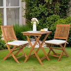 Greesum 3 Piece Patio Folding Furniture Bistro Set with 2 Chairs and Square Table for Pool Beach Backyard Balcony Porch Deck Garden, Acacia Wood