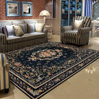 Elegant Traditional Accent Floral Floor Rugs Vintage Rustic Area Rugs for Living Room Bedroom Dinning Room, 55'' x 79'', Navy Blue