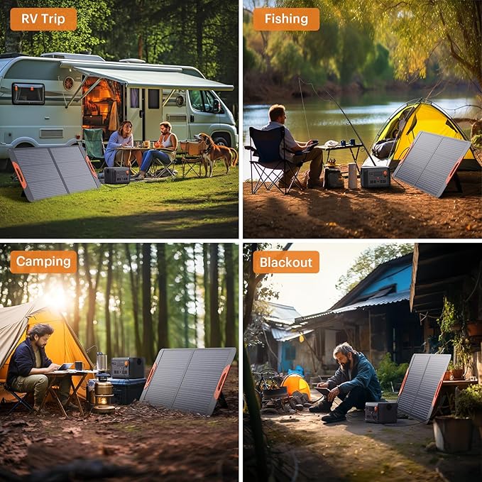 100W Portable Solar Panel,RV Essentials, 20V ETFE Foldable Solar Charger for Power Station,QC3.0 USB-A &Type-C Output,23.5% High Efficiency IP67 Waterproof for Camping RV Hurricane