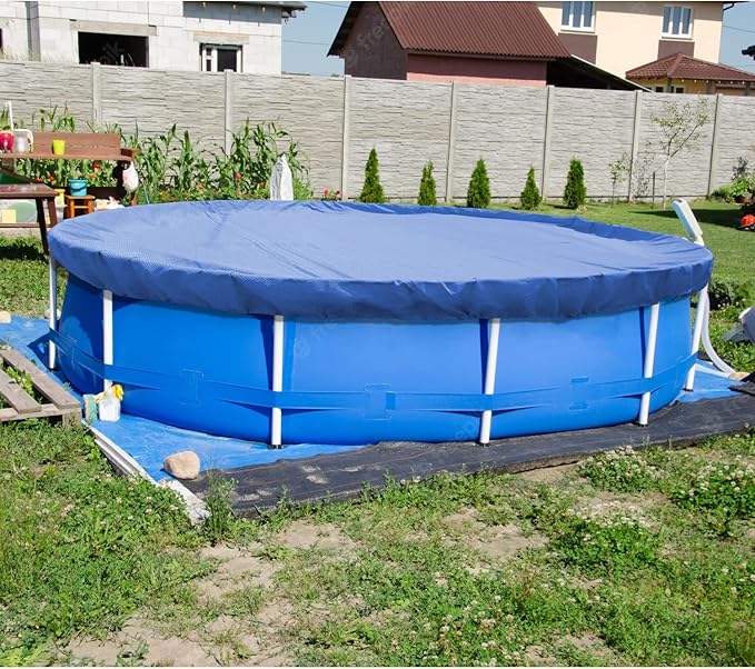 ECOOPTS 24 ft Round Pool Cover for Above Ground Pools, Swimming Pool Cover Protector Winter Safety Cover (Blue)