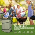 YUDI & GARDEN 46 Gallon Square Collapsible Yard Waste Containers｜Collapsible Trash Can｜Camping Trash Can, for Collecting Weeds or Yard and Party Waste, Green