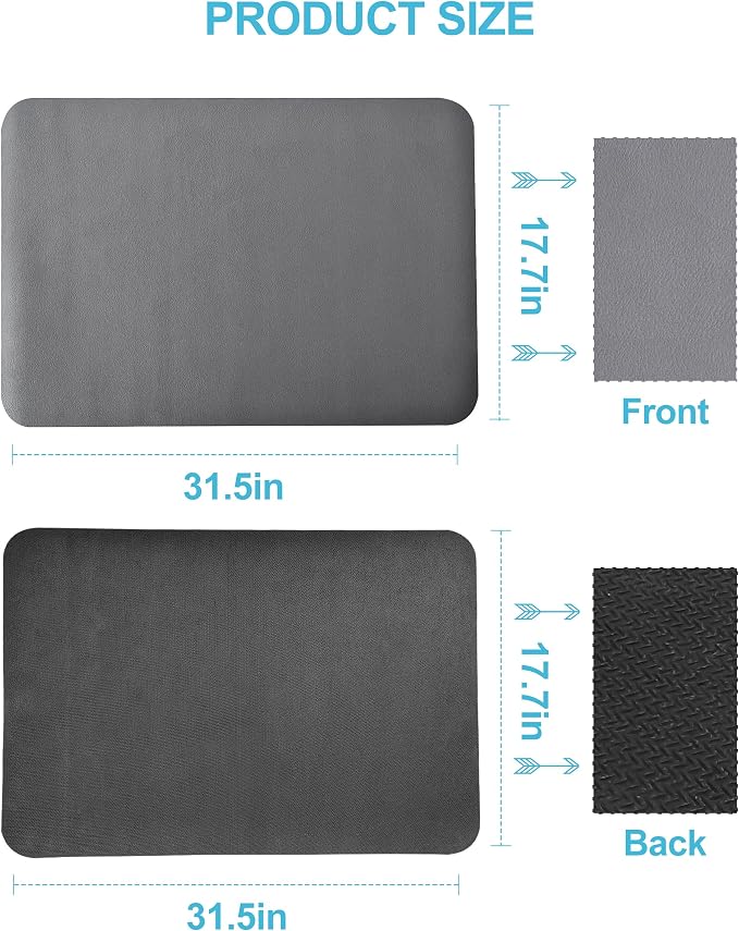 Dish Drying Mat for Kitchen Counter, 17x31.5 Pad with Rubber Backed (Grey) | Hide Stain Anti Absorbent for Kitchen Counter, Non-slip Drying Mat for Coffee Machine Dish Rack