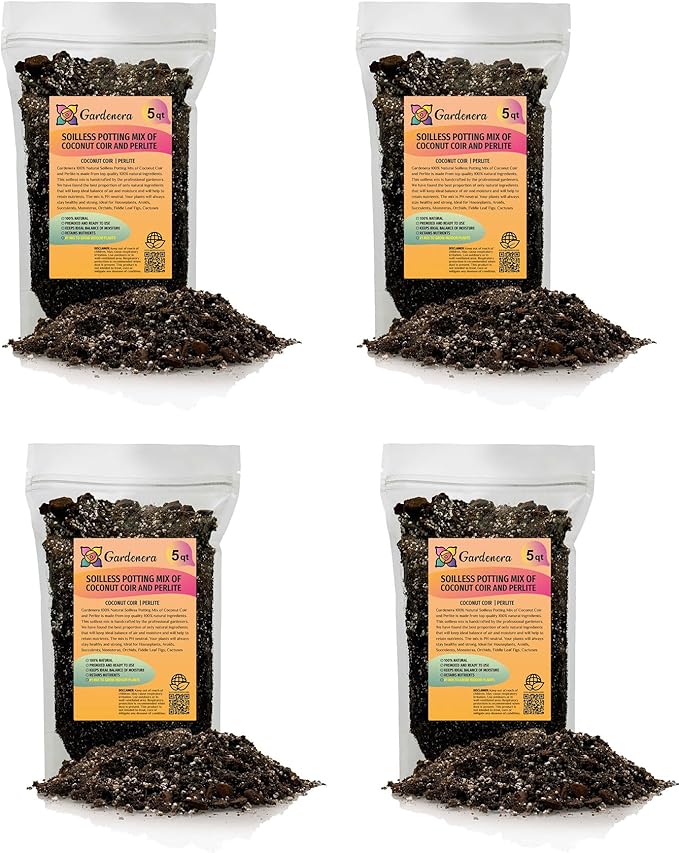 Premium Coco Coir and Perlite Potting Mix, Soil for Maximum Plant Growth, Perfect for Indoor and Outdoor Container Gardens by Gardenera - 20 Quart