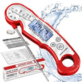 Meat Thermometer Digital - Fast Instant Read Food Thermometer for Cooking, Candy, Outside Grill, and Roast, Digital Food Thermometer with Backlight LCD & Calibration - Red/Silver