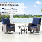 Kullavik 10PCS Outdoor Patio Furniture Set,PE Wicker Rattan Sectional Sofa Patio Conversation Sets with 43" 55000BTU Gas Propane Fire Pit Table,Swivel Rocking Chairs Set,Dark Blue