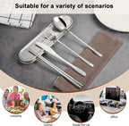 INKULEER Travel Cutlery Set - 18/8 Stainless Steel Reusable Utensils with Metal Case, Portable Silverware for Camping, Office, Travel & Outdoor Dining