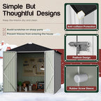 GUNJI 6 x 4 FT Shed Outdoor Storage Shed Metal Garden Shed with Lockable Door Outside Waterproof Tool Shed for Backyard, Patio, Lawn (White)