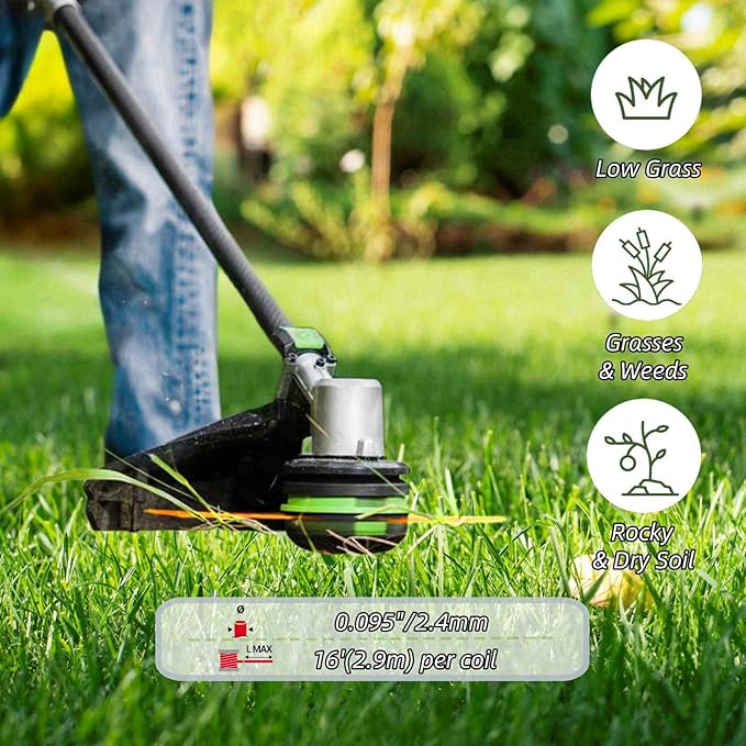 Quintillus 5-Pack 095 Trimmer Line Heavy Duty, Weed Wacker String for Gas and Electric Grass Trimmer and Brushcutters, Pre-Cut Dual Color 3-Section Fast-Positioning Twisted Trimmer Line 14FT