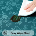 Smiry Square Waterproof Heavy Duty Vinyl Tablecloths, 60 x 60 Inch | Wipeable Washable Floral Embossed Table Cover for Kitchen and Dining Room, Indoor & Outdoor Use, Emerald Green