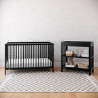 Graco Teddi 5-in-1 Convertible Crib (Black) – GREENGUARD Gold Certified, Converts to Daybed, Toddler & Twin Bed with Headboard and Footboard, Adjustable Mattress Height
