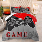Gaming Bedding Sets for Boys Bedroom Video Gamer Comforter Set Full Size Black Red Game Controller Beddings for Kids Teens 1 Comforter and 2 Pillowcases