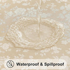 Smiry Round Table Cloth, Waterproof Heavy Duty Vinyl Tablecloths, Wipeable Washable Table Cover for Kitchen and Dining Room (Beige, 70" Round) | Wipeable Washable Floral Embossed Table Cover for Kitchen and Dining Room, Indoor & Outdoor Use, Beige