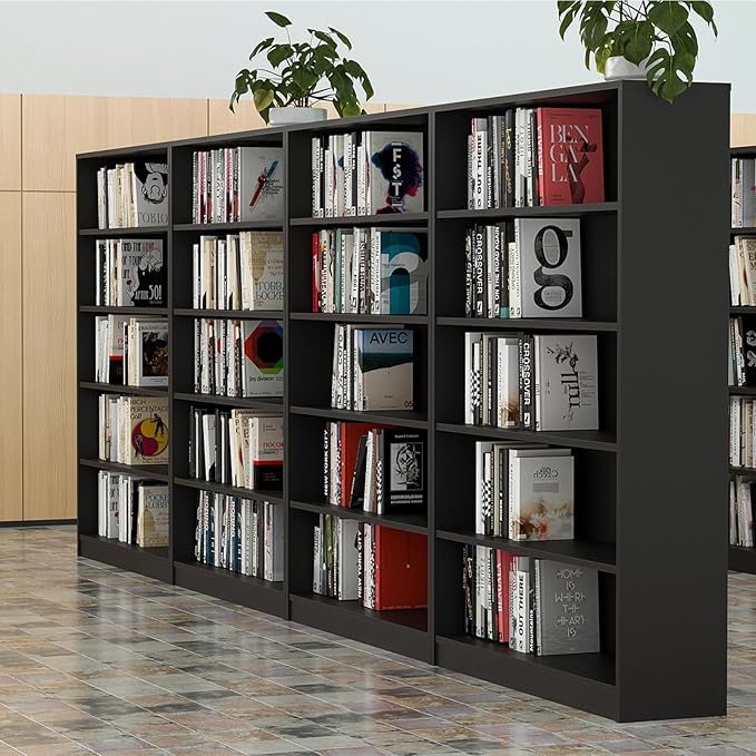Farini 5 shelf boockase Display Bookcase Freestanding Wooden Bookshelves for Home Office Living Room,60 Inch Height,Black