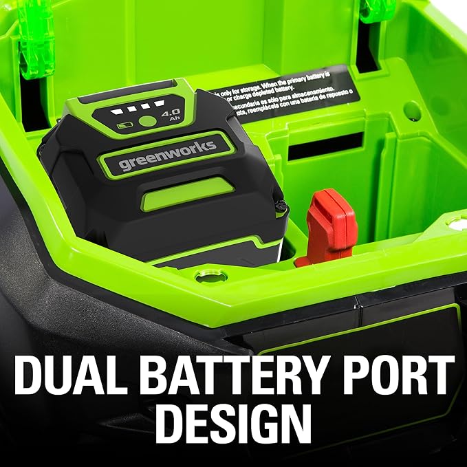 Greenworks 40V 20" Cordless Lawn Mower (Push), Axial Leaf Blower (500 CFM / 120 MPH),12" String Trimmer with 2 Batteries(5Ah+2Ah) and Chargers