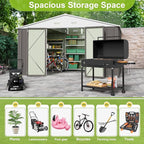 JUMMICO 10 x 10 FT Outdoor Storage Shed, Large Metal Garden Shed & Tool Sheds for Backyard Garden Patio Lawn (Grey)