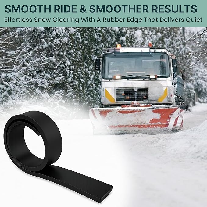 SIMOND STORE - Rubber Snow Plow Cutting Edge – Heavy Duty 96" x 8" x 0.39" Snow Plow Deflector Smooth & Surface-Safe Snow Clearing - Fit for ATV, Tractors,Skid Steers & UTVs Snow Pusher Cutting Edge