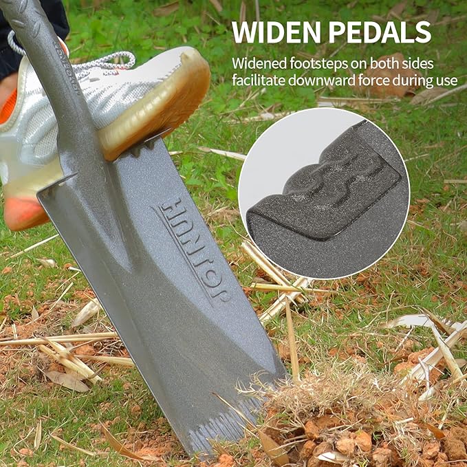 Flat Shovel - Square Point Shovel for Digging, Gardening, Planting & Edging, 43 inches
