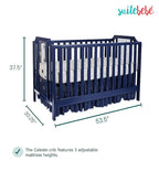 Suite Bebe Celeste 3 in 1 Convertible Island Crib Wood and Acrylic, Navy Blue